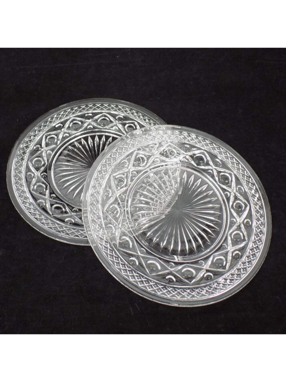 Lot of 2 Imperial Cape Cod Clear 8" Salad Plates Elegant Pressed Glass Vintage